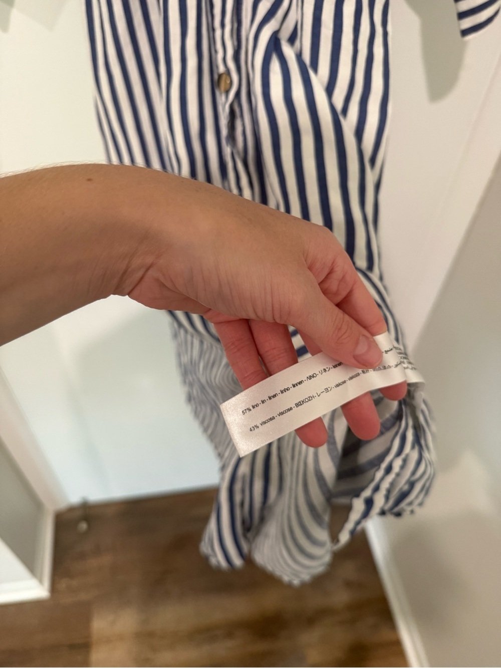 Zara Blue and White Stripped Linen Blend Midi Dress - Picture 7 of 8